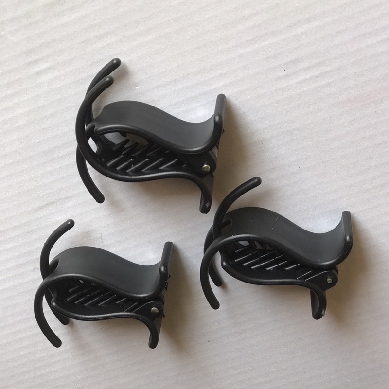 Set 3 kẹp tóc càng cua 3 răng, 5 răng màu đen nhựa nhám và bóng