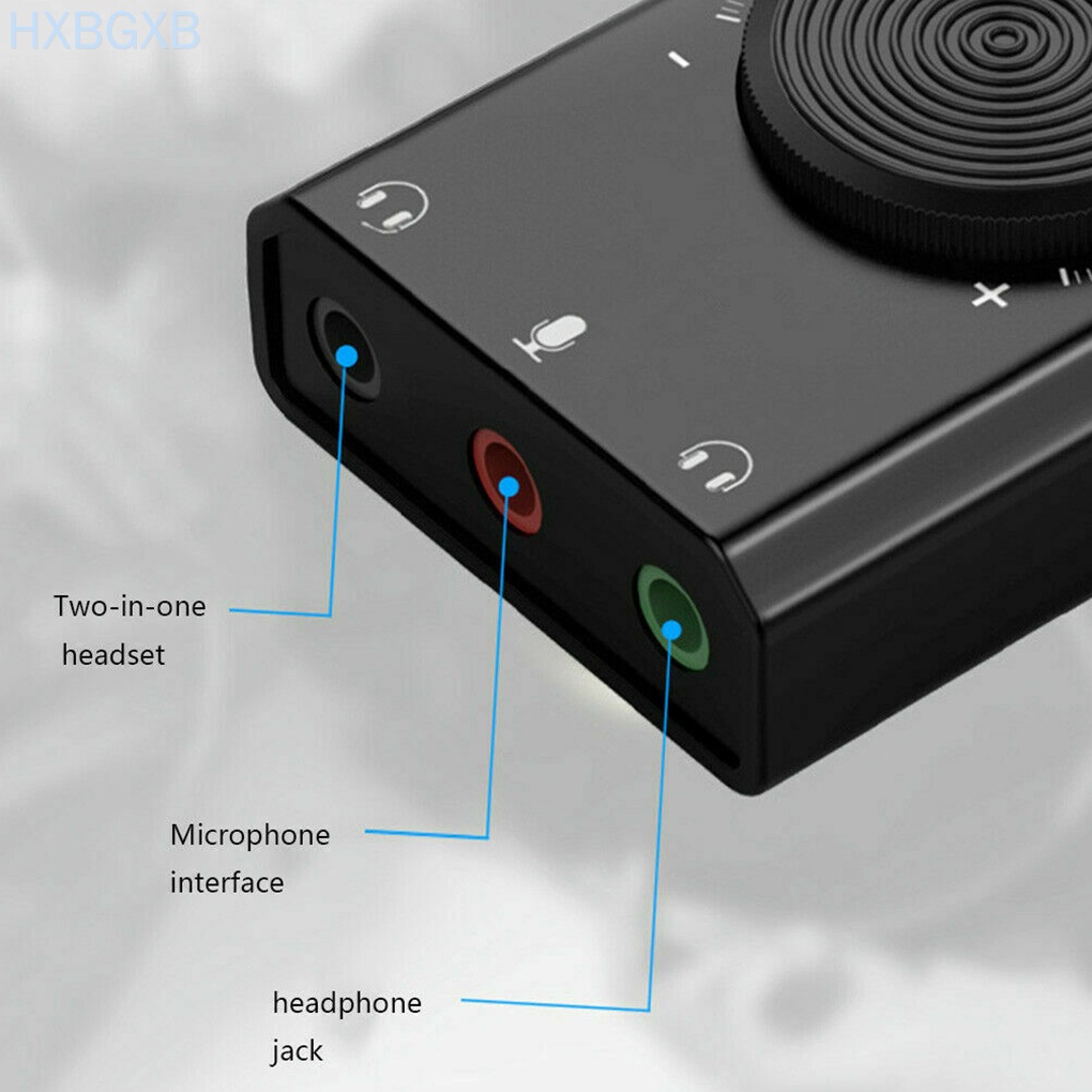 HXBG Computer External Audio Adapter Card Laptop USB 5 Channel Sound Card with 3.5mm Audio Ports