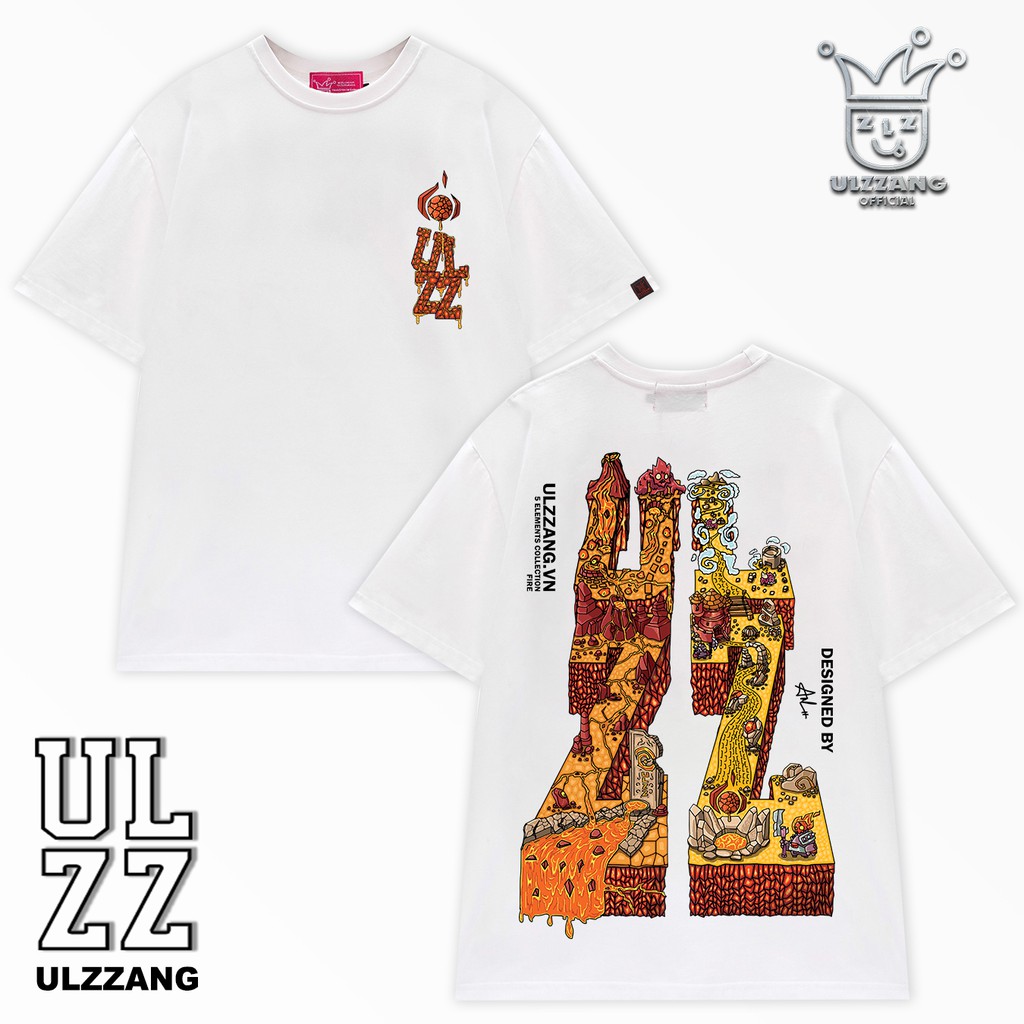 Áo phông unisex local brand ULZZ ulzzang five elements fire form dáng rộng tay lỡ U-2