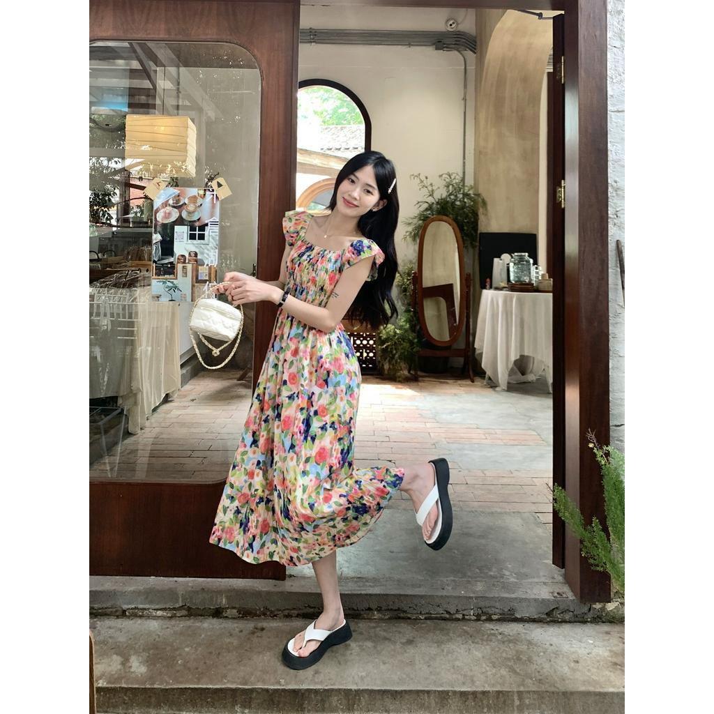 Đầm Hoa Hở Vai Cổ Phẳng Thời Trang Quý Phái 63678