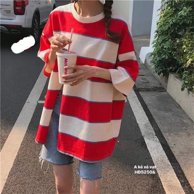 Áo kẻ xẻ vạt ( HĐ)
