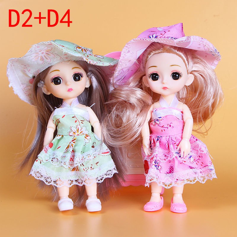 Bộ đồ chơi búp bê Barbie nhỏ 17cm 13 khớp chuyển động mắt 3D có quần áo mua riêng được dành cho trẻ em