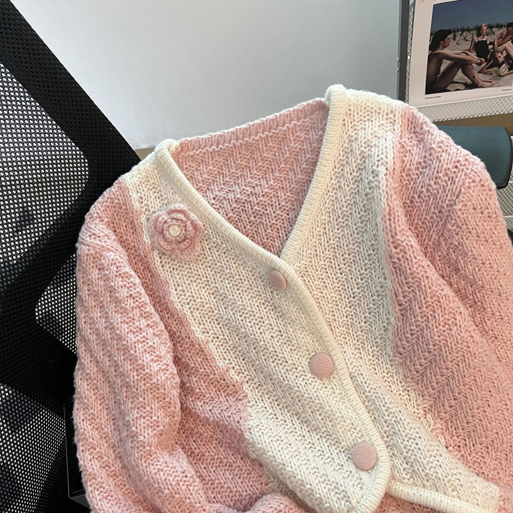 Áo Khoác cardigan Dệt Kim Cổ Chữ v Màu Trắng Xanh Thời Trang Cho Nữ