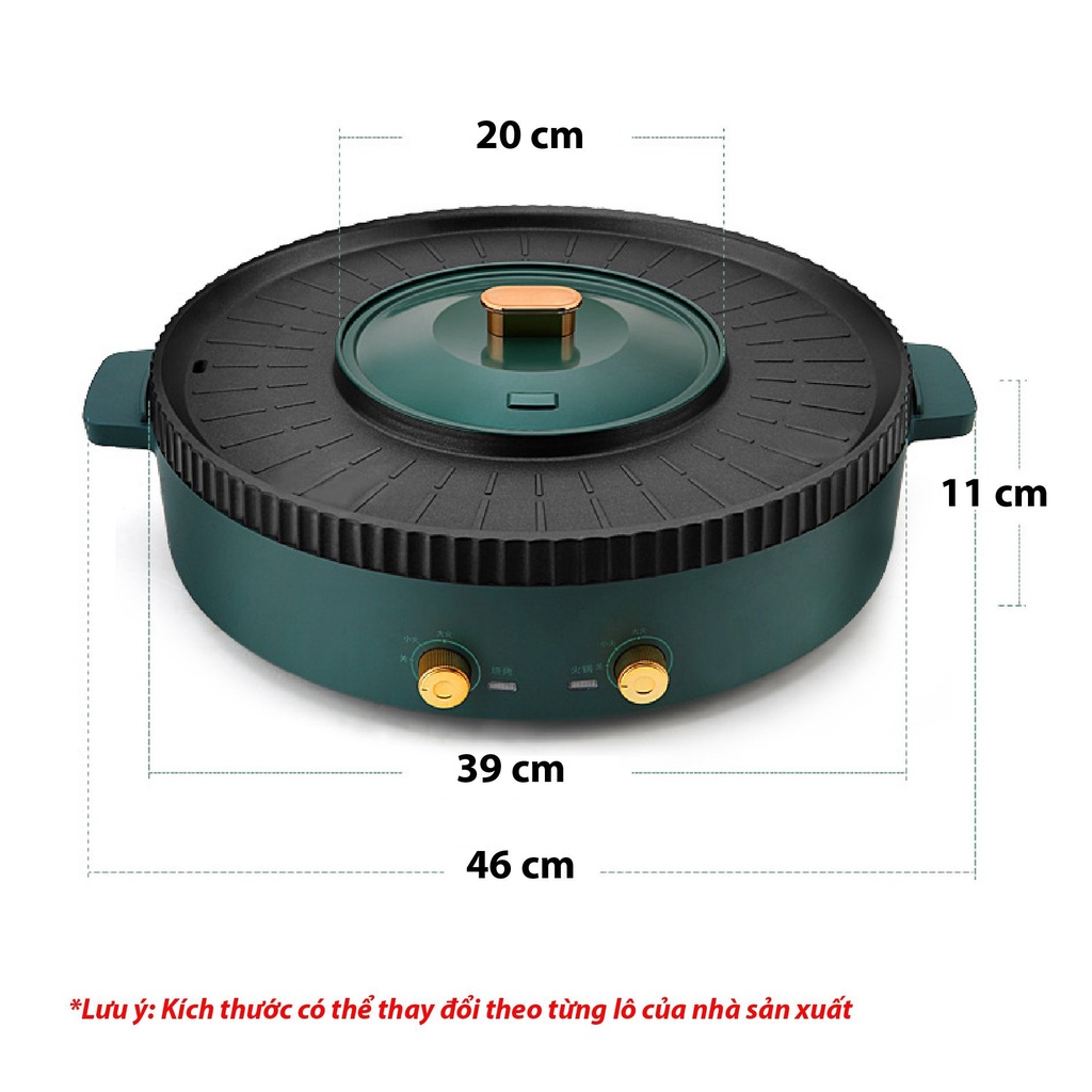 Bếp lẩu nướng 2 trong 1 Bếp nướng lẩu 2 ngăn Bếp lẩu nướng 2 in 1 Bếp vừa nướng vừa lẩu - Lẩu nướng mini (tròn)