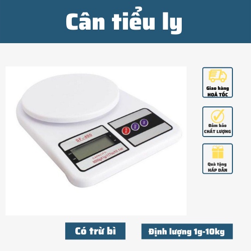 Cân Tiểu Ly  SF400 -Cân Điện nhà Bếp Định Lượng 1g - 10kg Độ Chính Xác Cao Nhỏ Gọn Làm Bánh Mini Cân tiêu li Pin AA