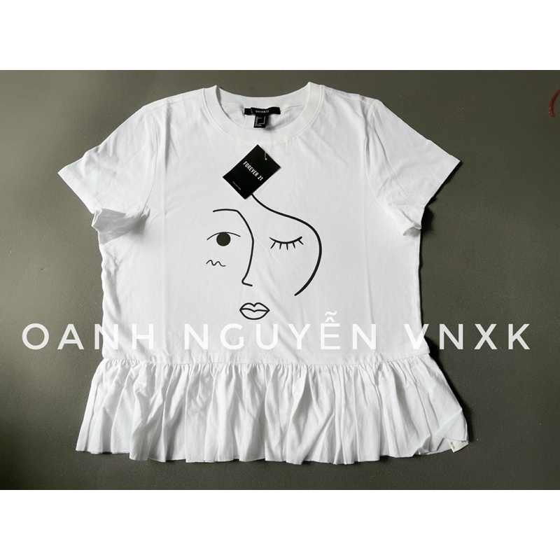 ÁO TRẮNG THUN F21 PHỐI BÈO