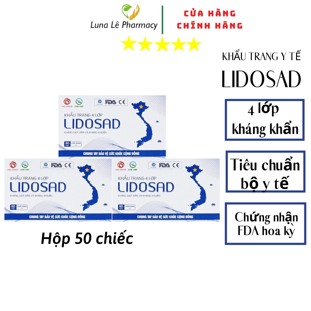 Khẩu Trang Y Tế 4 Lớp Hộp 50 Chiếc Kháng Khuẩn Kháng Giọt Bắn