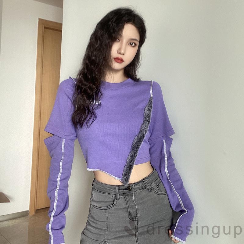 Áo Nữ Tay Dài Cổ Tròn Thiết Kế Độc Đáo Cá Tính