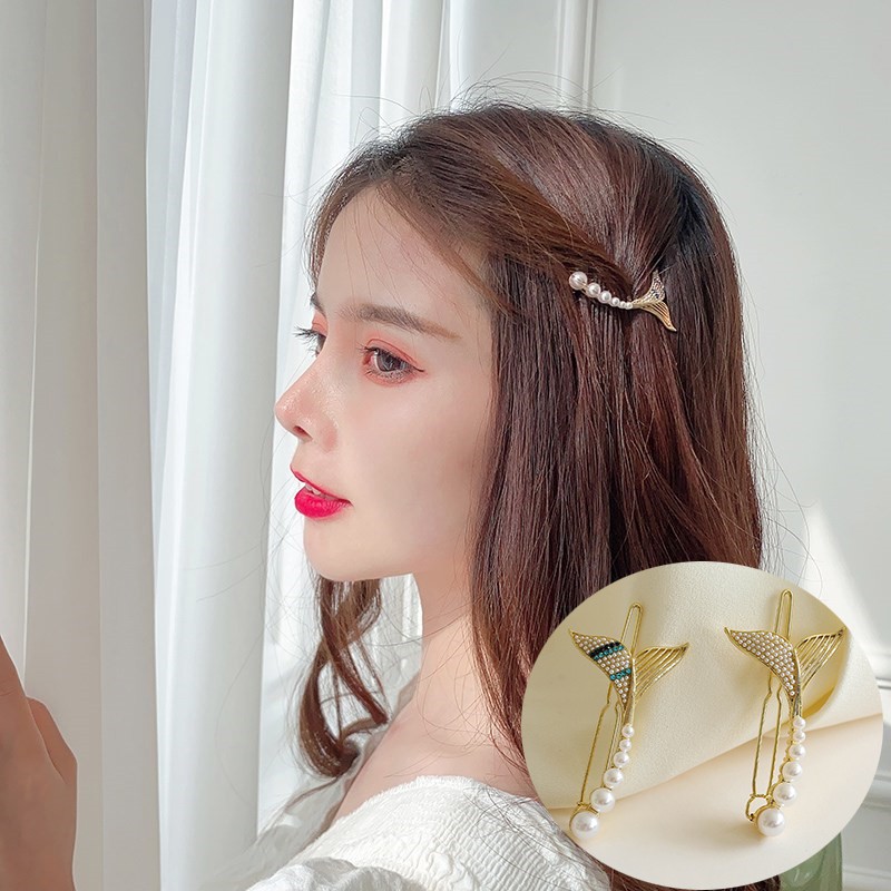 Kẹp Tóc Đuôi Nàng Tiên Cá Đính Ngọc Trai Phong Cách Hàn Quốc