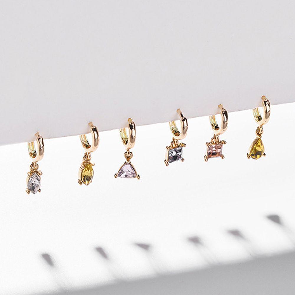 Bộ 6 Khuyên Tai Lủng Lẳng Dự Tiệc|Màu Sắc Thời Trang Citrine Amethyst