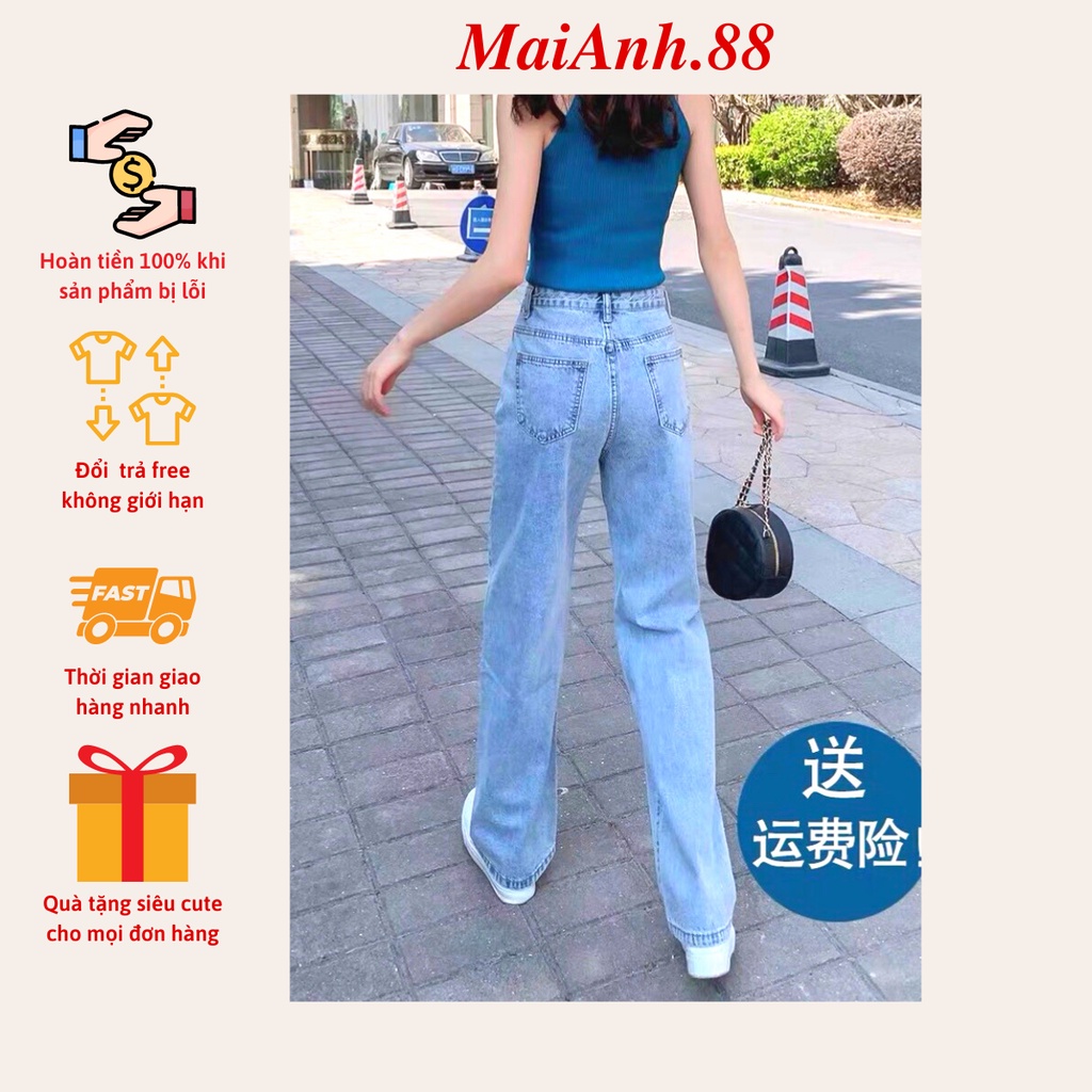 Quần jean ống suông MaiAnh.88 quần bò ống suông nữ lưng cao - 3 size S M L