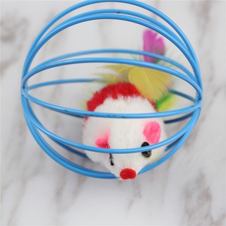 Đồ chơi cho mèo. Quả bóng có chuột giả. Lồng chuột