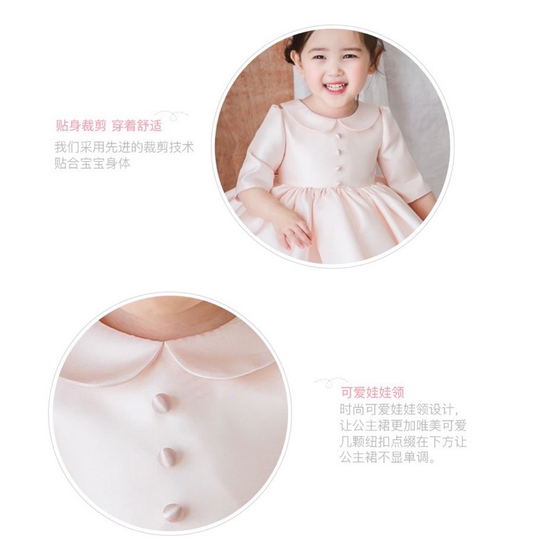 Đầm công chúa siêu xoè cổ lá sen cho bé gái - tặng cài tóc