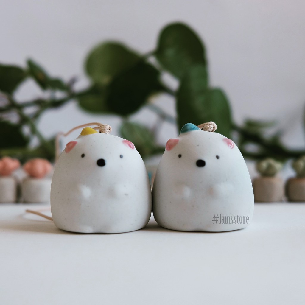 Chuông gió gốm sứ gấu con nhiều mẫu , Phong linh hình dễ thương