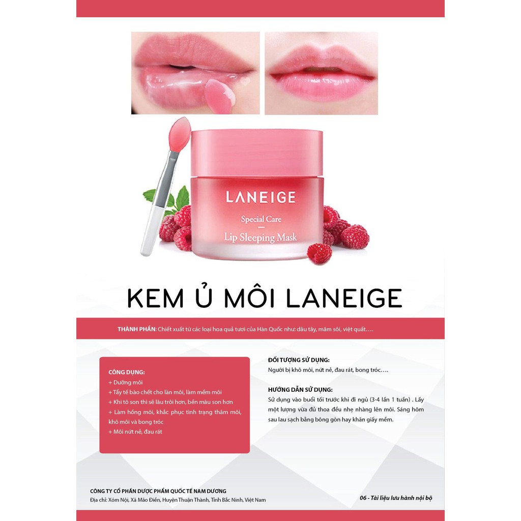 Dưỡng môi Laneige 3g Mặt Nạ Ngủ Ủ Môi Laneige Lip Sleeping Mask - Son dưỡng Tẩy da chết môi