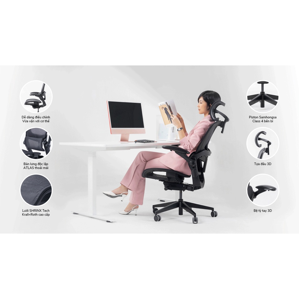 Mua Ghế Lưới Xoay Công Thái Học Ergonomic Epione Easy Chair V2 2.0 Bản mới chân nhôm sơn tĩnh
