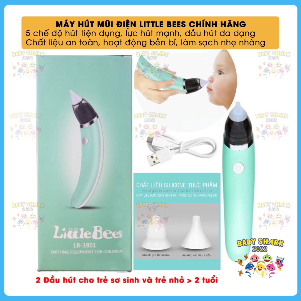 Máy hút mũi điện 5 chế độ LITTLE BEES chính hãng, lực hút mạnh, an toàn cho bé