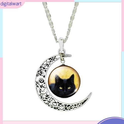 Dây chuyền mặt trăng khuyết phối hình mèo đeo dễ thương cá tính dành cho nữ
