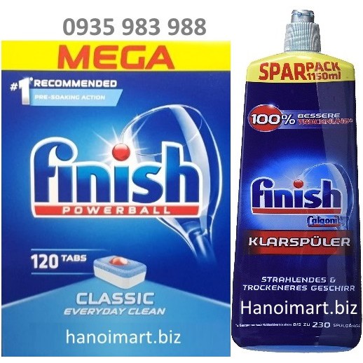 Combo Nước làm bóng finish 1150ml+120 Viên rửa bát Finish - Hanoimart