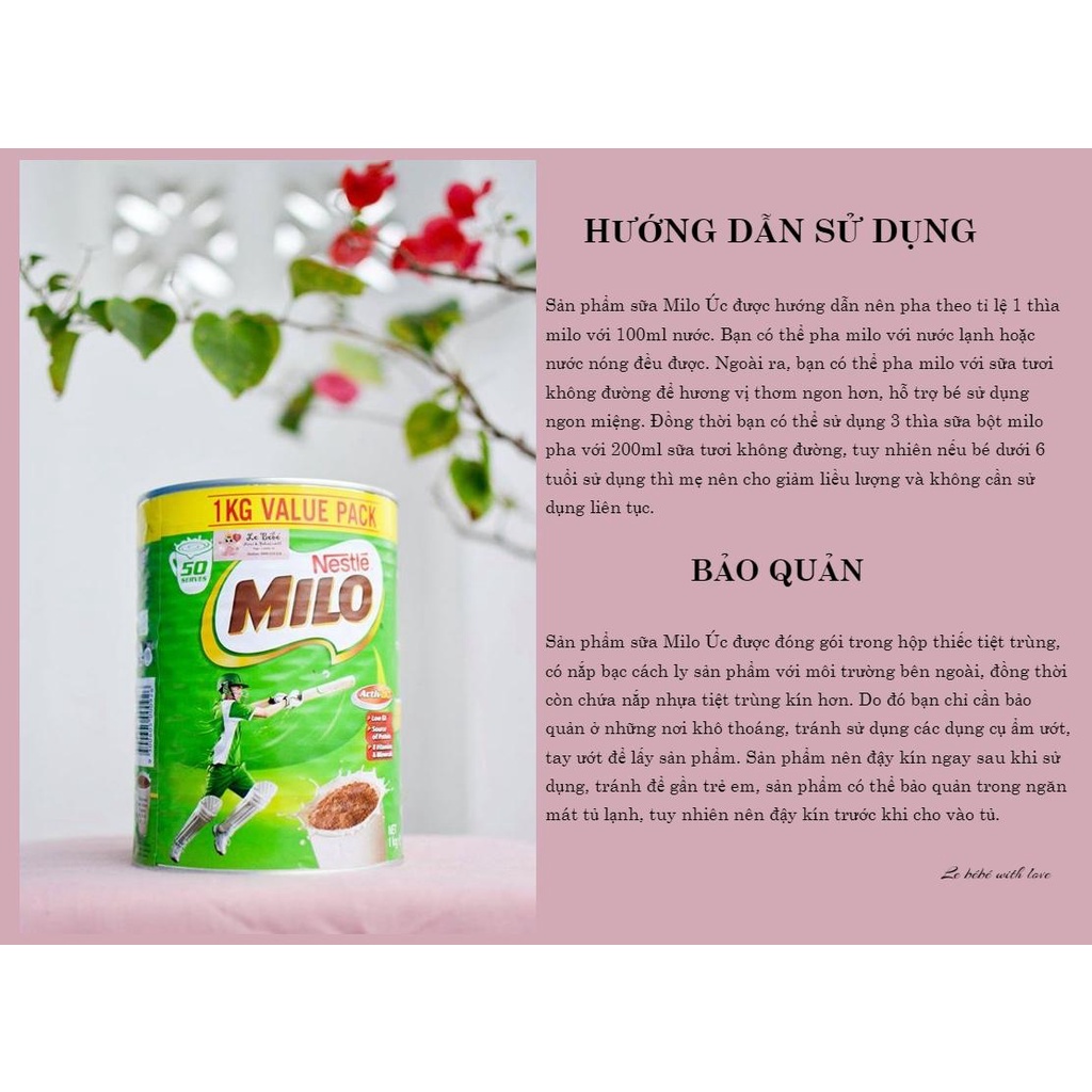 [Hàng chuẩn Air - Date mới nhất] Sữa Milo Úc Nestle ( 1kg)