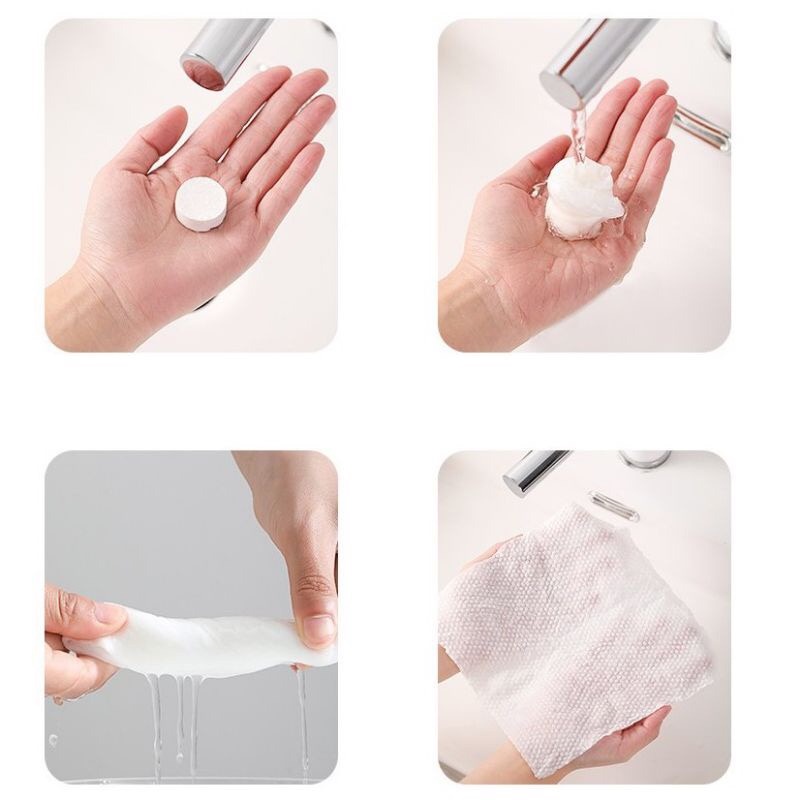 [Giá Sỉ] Hộp 30 khăn giấy nén FAMAPRO loại 30x25cm chính hãng, dạng viên kẹo vuông dùng 1 lần KGNHOP30