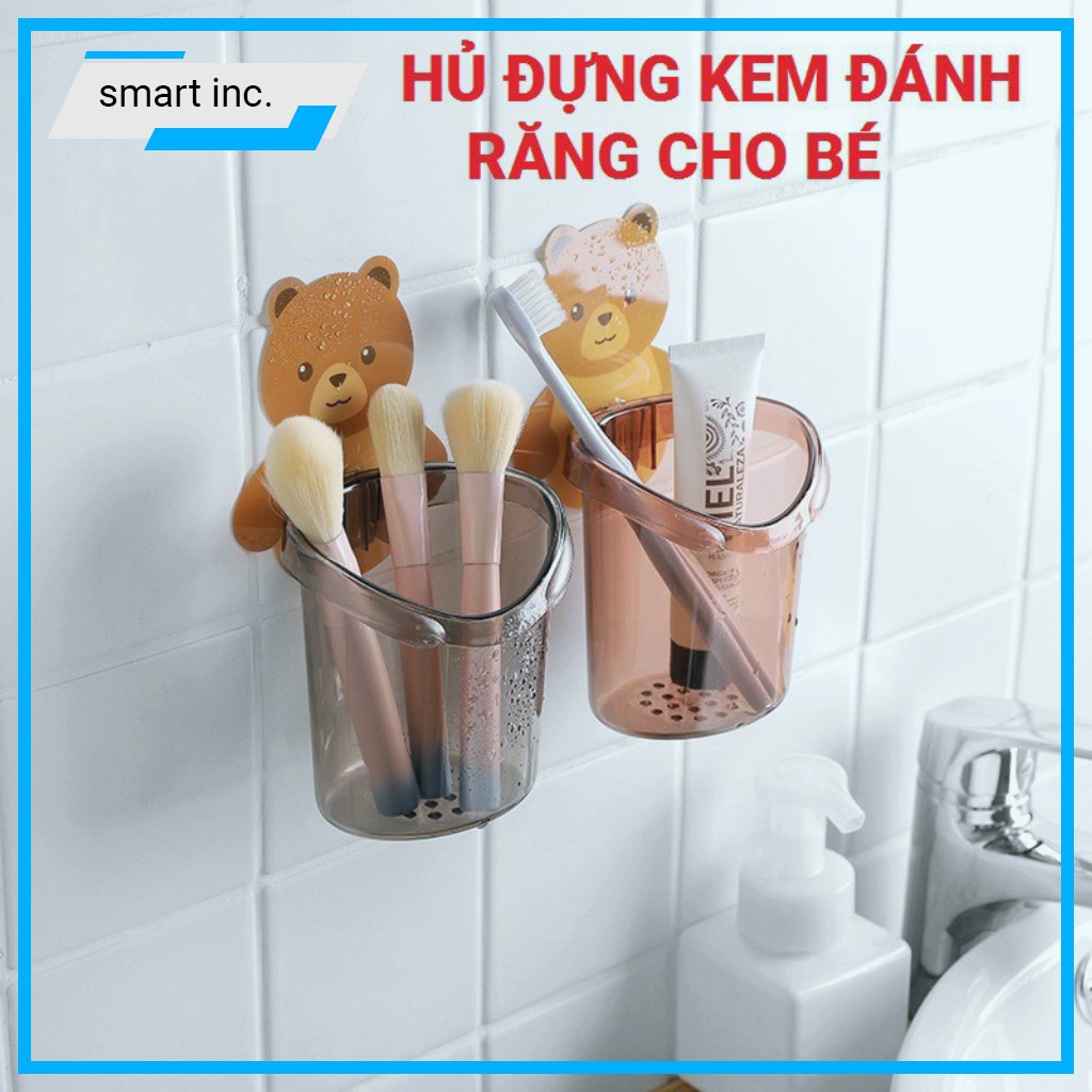 Kệ Để Hủ Ly Nhựa Đựng Bàn Chải Kem Đánh Răng Cho Bé Gắn Tường 🎀GIÁ RẺ🎀 Giá Treo Cốc Khay Dán Tường Hình Thú Gấu Cute