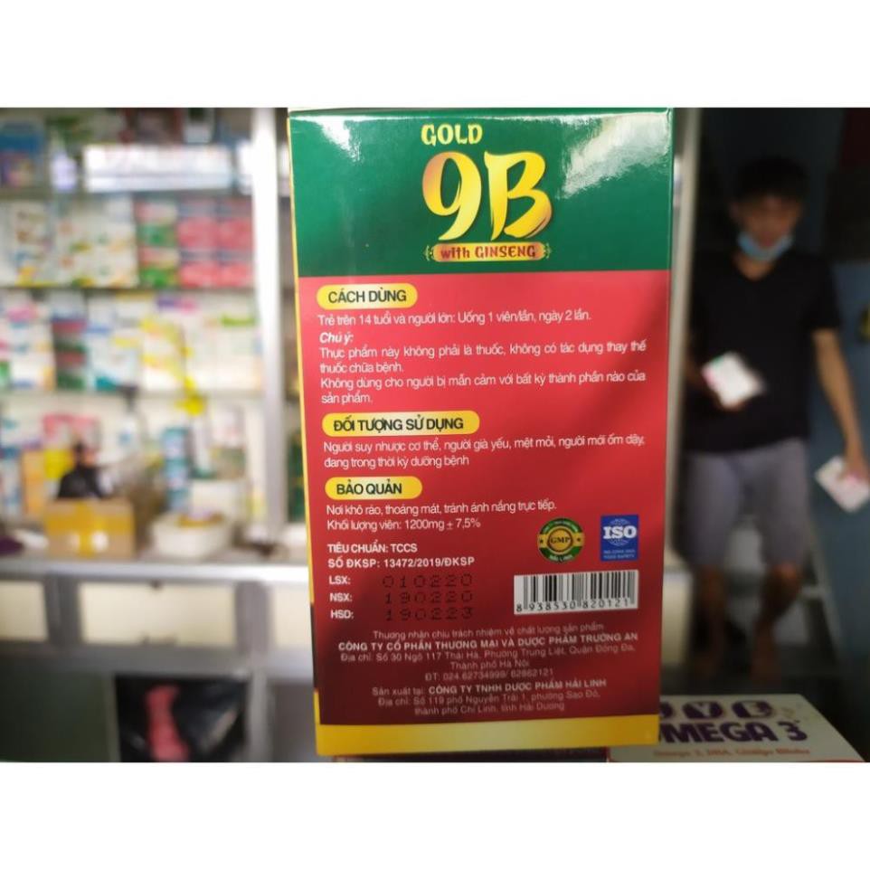 Viên tăng lực nhân sâm Gold 9B With Ginseng Giúp bồi bổ cơ thể, ăn ngủ ngon, cho người suy nhược, sau bệnh