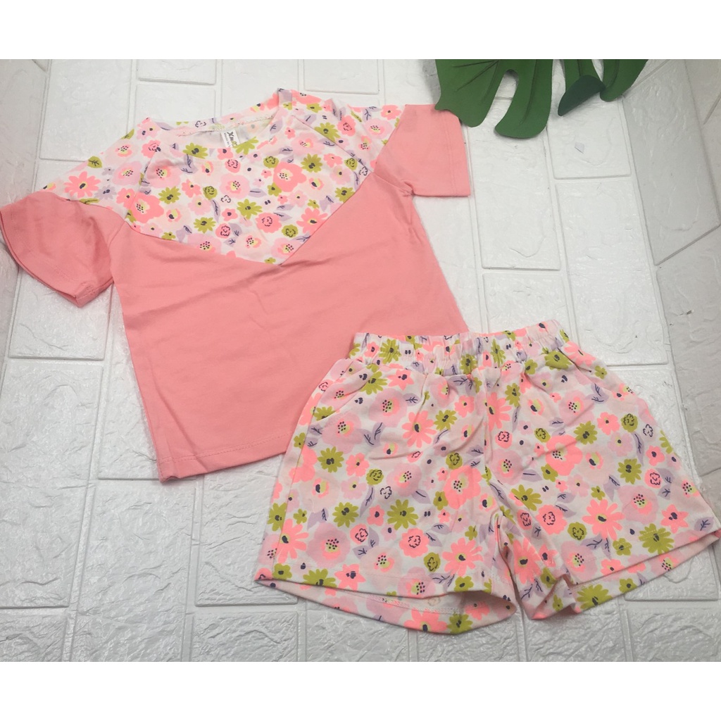 Bộ bé gái cộc tay vải xuất dư 100% cotton sz 8- 48kg