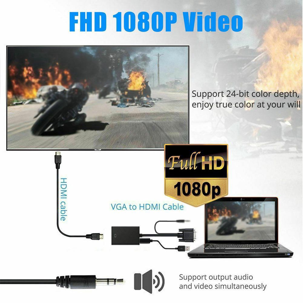 Cáp Chuyển Đổi Vga Sang Hdmi 1080p Hd + Audio Tv Av Hdtv N5l5