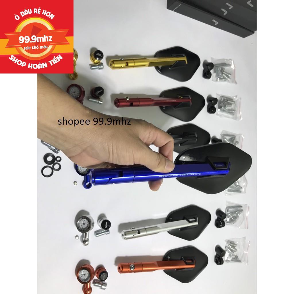 Combo Gương Kính Chiếu Hậu Rizoma Elisse Chế Xoay 360, Ốc Chân Gương, Đồng Hồ Mini Gắn Chân Kính