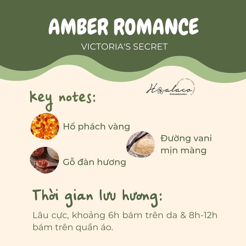 BODY MIST Xịt thơm toàn thân AMBER ROMANCE Victoria’s Secret