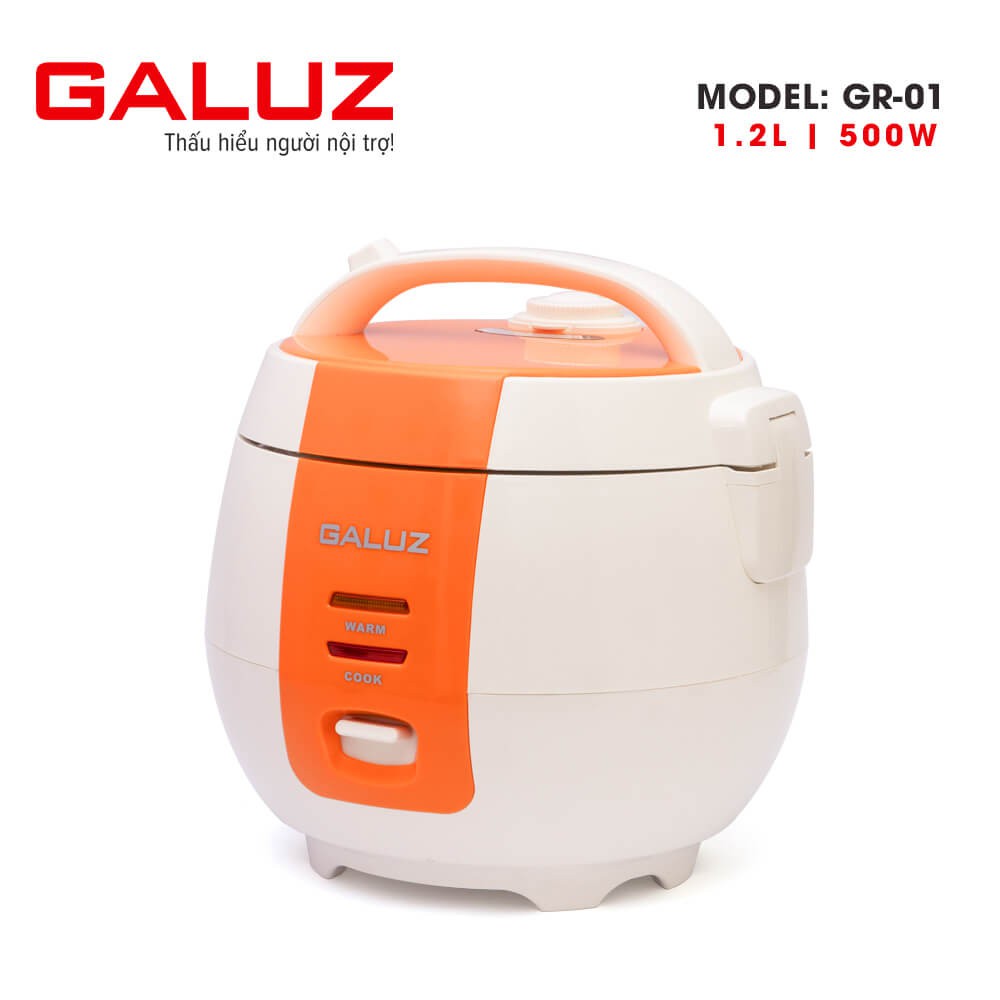 Nồi cơm điện Galuz GR-01 dung tích 1.2L (trắng – cam)