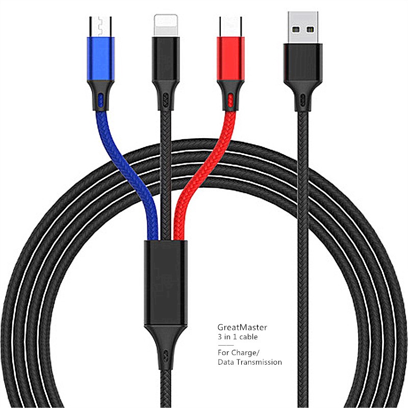 3 In 1 Fast Charge Type C Micro USB Apple Lightning Cable