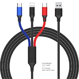 3 In 1 Fast Charge Type C Micro USB Apple Lightning Cable