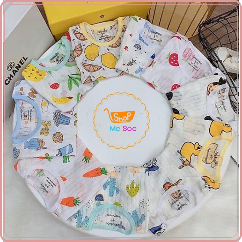 Bộ quần áo cộc tay cotton giấy cho bé gái và bé trai