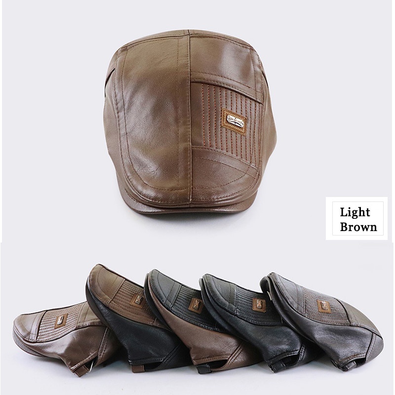 Mũ Beret Da Pu Thời Trang Cho Nam Trung Niên