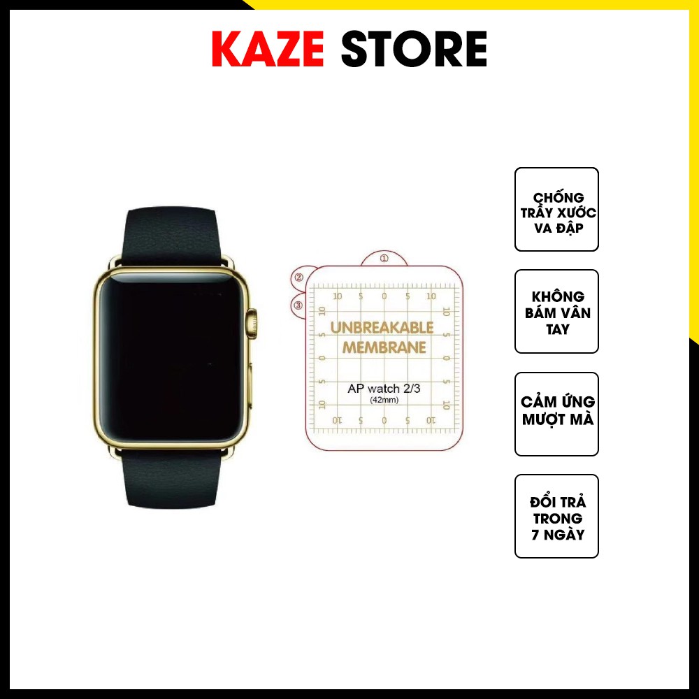 Miếng dán dẻo skin PPF Apple watch tự phục hồi trầy xước seri 1,2,3,4,5,6,7  - Kaze Store