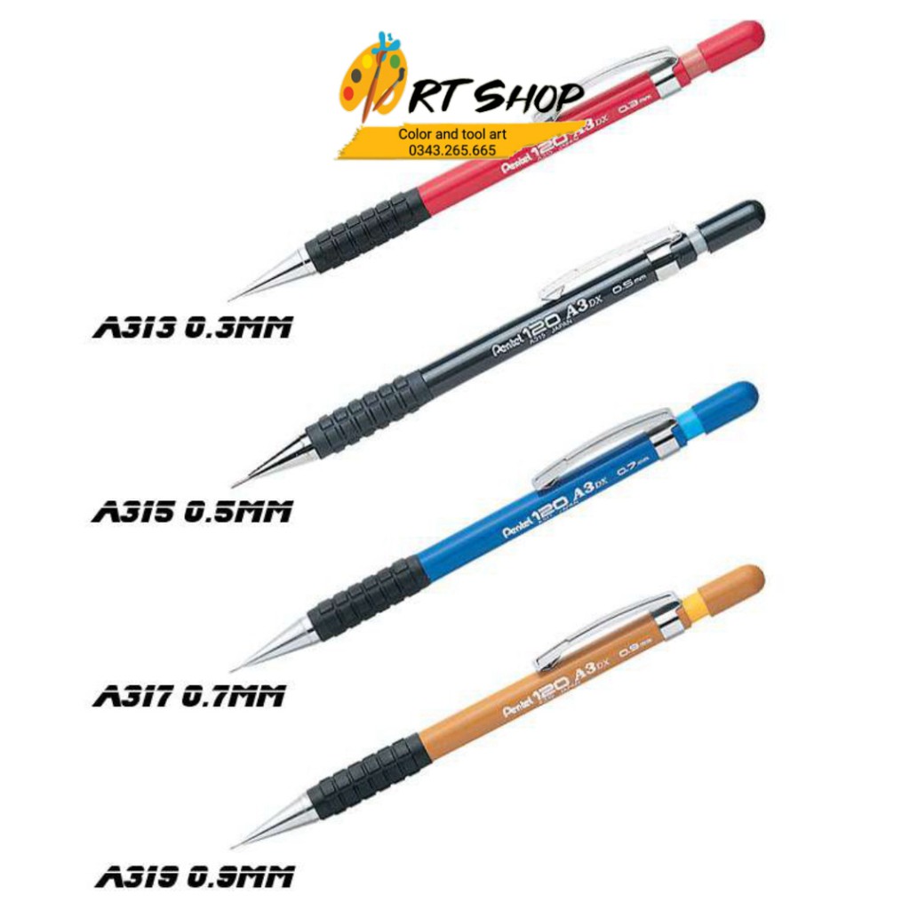 Chì bấm pentel 0.3/0.5/0.7/0.9 mm A3 Pentel 120 A3DX, Sensi-Grip® Mechanical Drafting Pencil - ART SHOP