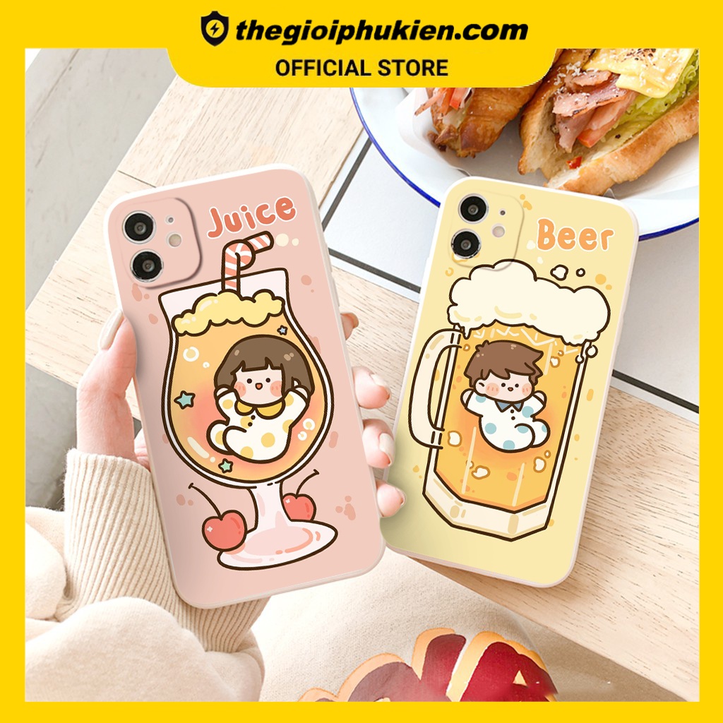 Ốp iphone - Ốp lưng iphone cạnh vuông Roro drinks dành cho ip 6 đến 14promax - ng082