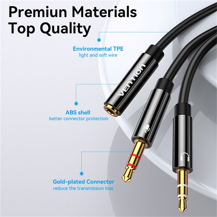 VENTION Dây cáp chia 2 cổng âm thanh 3.5mm
