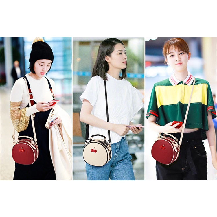 Túi Đeo Vai Chuwanglin Da PU Họa Tiết Dâu Tây Đáng Yêu Cho Nữ