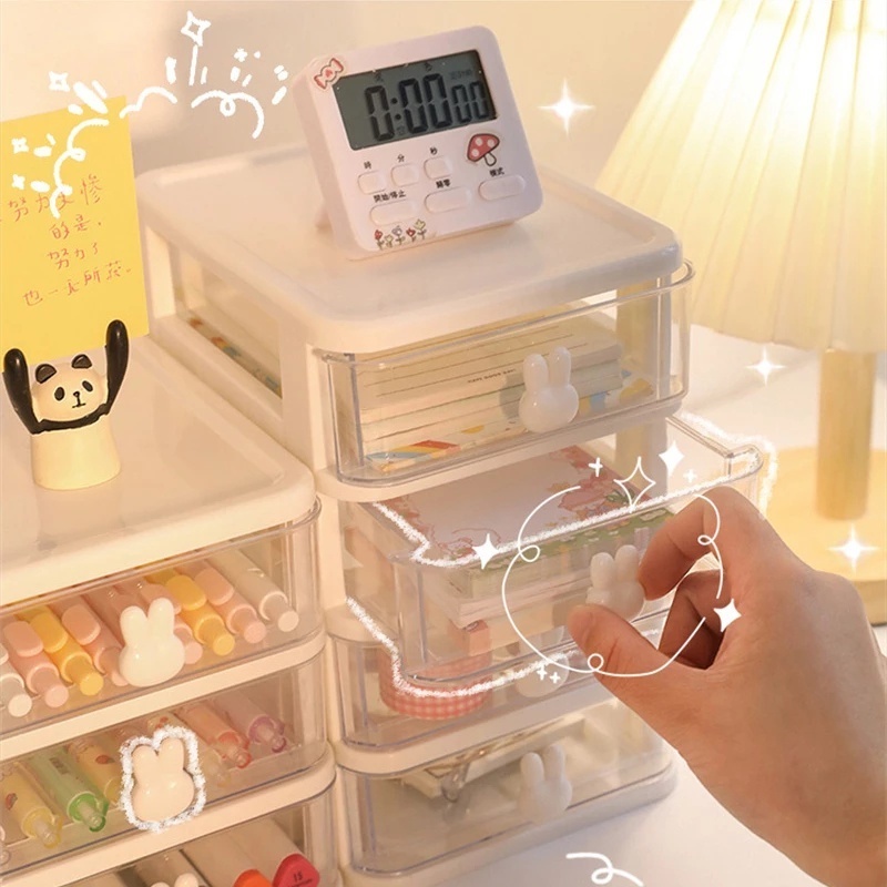 Hộp Đựng Đồ Dùng Nhiều Tầng / Đồ Dùng Để Bàn Dày Dặn Chống Bụi Bẩn Tiện Dụng