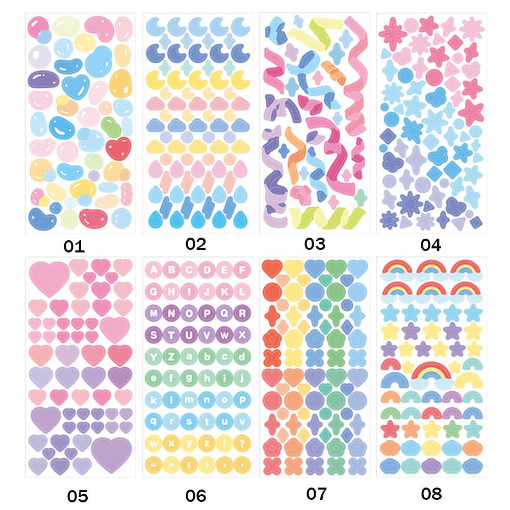 Miếng dán trang trí sổ tay họa tiết hoạt hình màu laser trái tim chống thấm nước