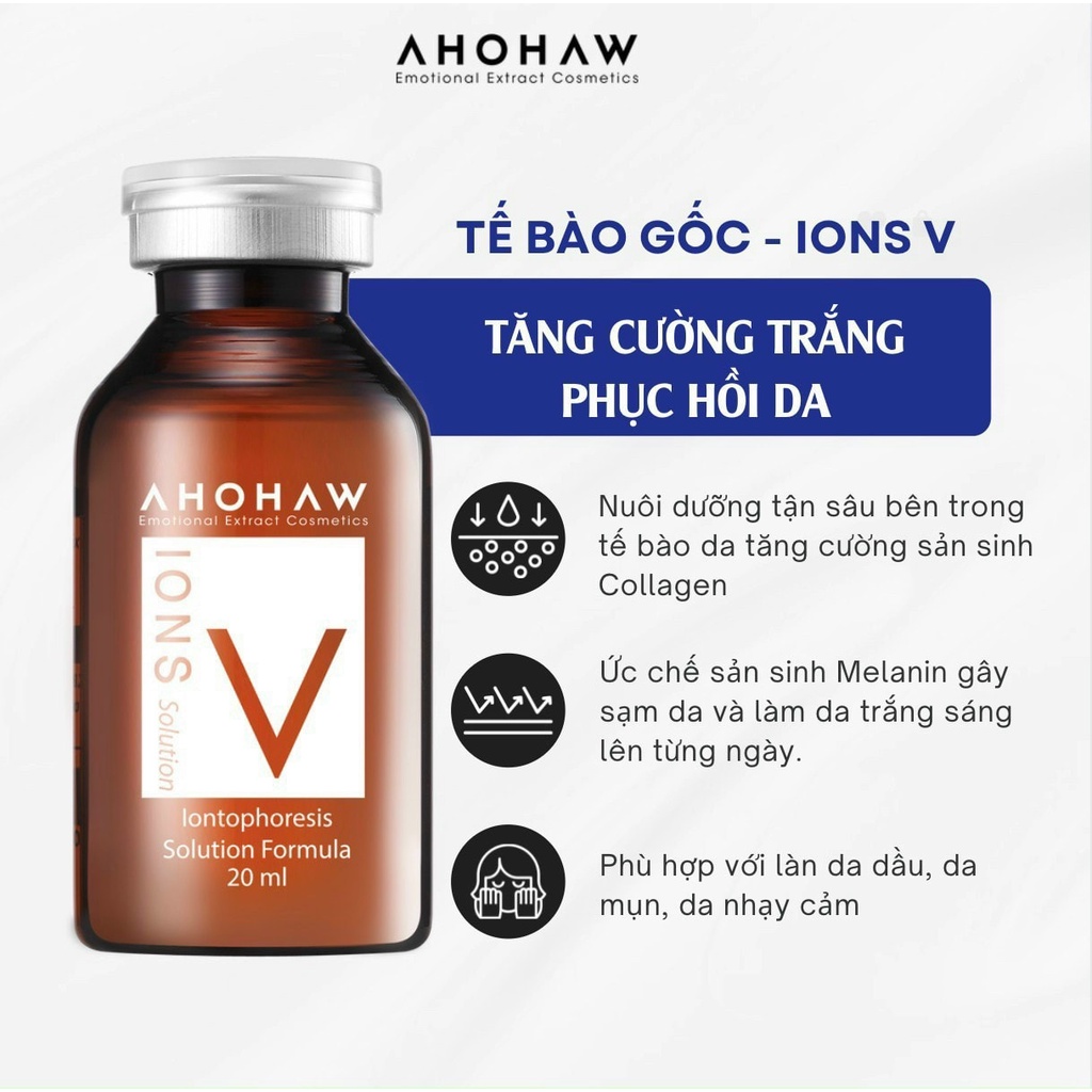 Tế Bào Gốc Ahohaw IONS V Solution 20ml Hàn Quốc Cấy Trắng Phục Hồi Da Chuyên Sâu