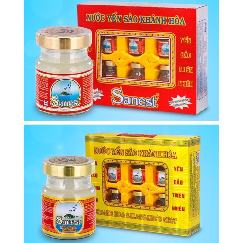 HỘP 6 LỌ NƯỚC YẾN SÀO CAO CẤP SANEST KHÁNH HÒA 70ML CÓ ĐƯỜNG/ KHÔNG ĐƯỜNG