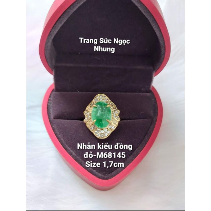Nhẫn đồng đỏ kiểu hột xanh thạch-M68