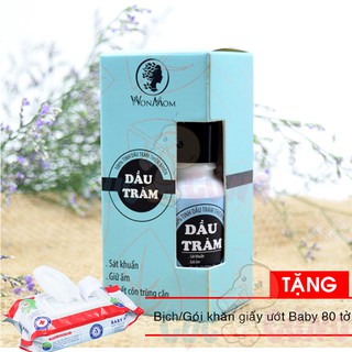 Dầu tràm Wonmom B001 15ml Tặng 1 bịch khăn giấy ướt 80 tờ