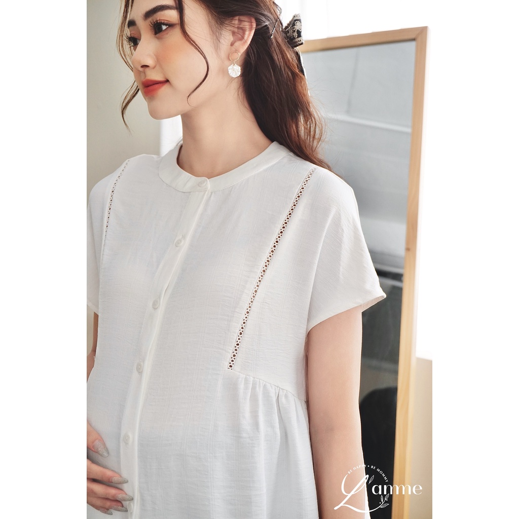 Áo bầu Aiko Shirt chất đũi cao cấp, có mở cúc, thích hợp đi làm thiết kế by LAMME