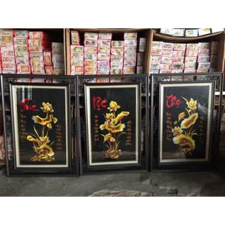 Tranh thêu vi tính Phúc Lộc Thọ (đã thêu chưa khung)