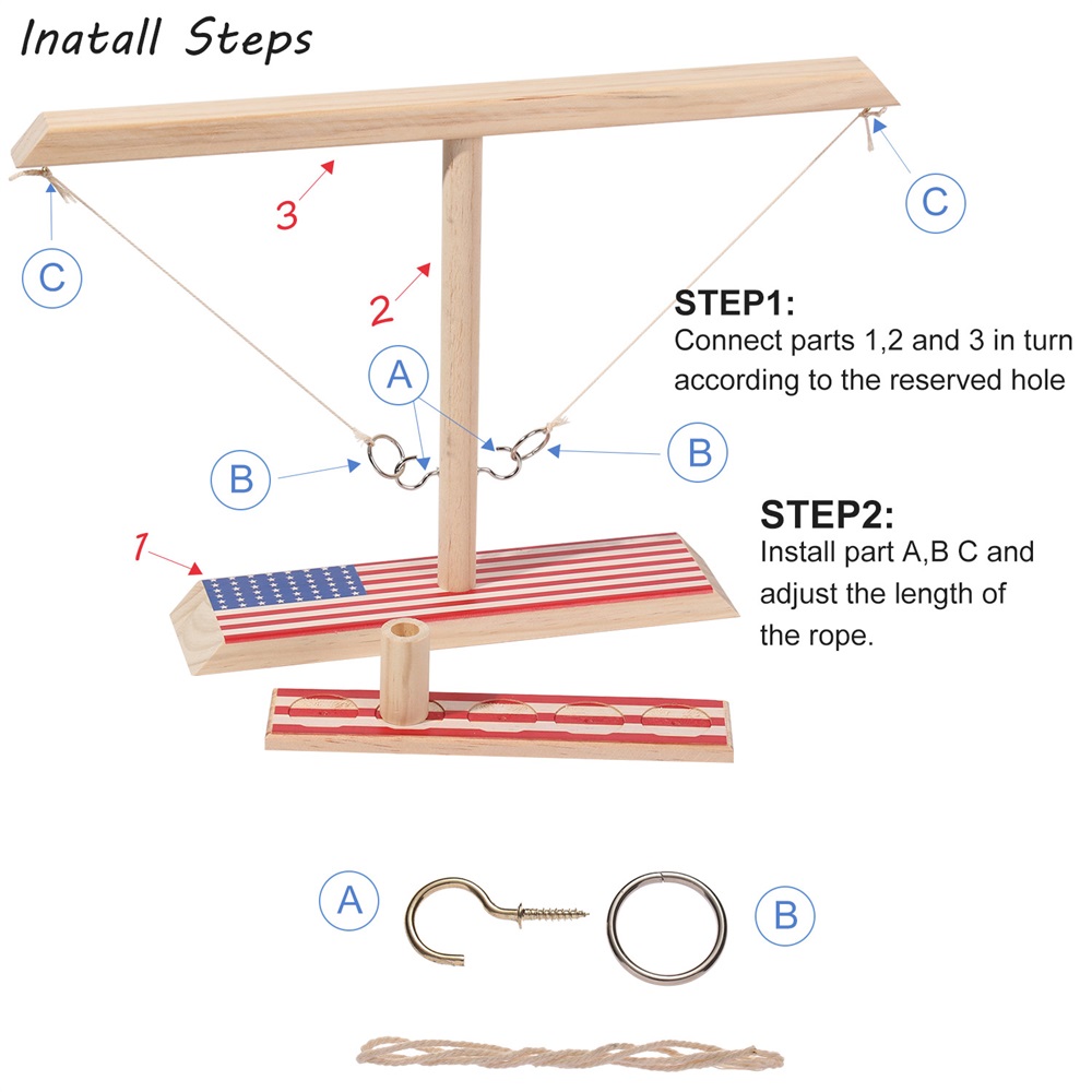 MIOSHOP Adult Ring Toss Games Party Battle Hook Game Wooden Outdoor Indoor Handmade Interactive Toy